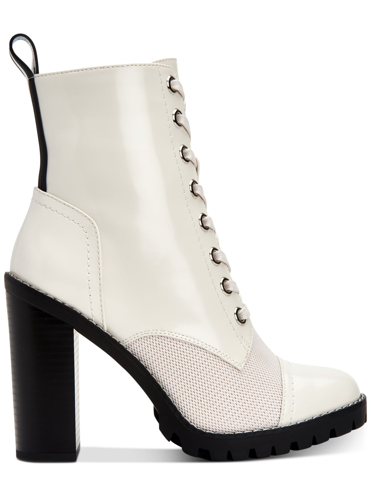 BCBGENERATION Womens White 0.5″ Platform Lace Up Mesh Paulina Boots 7 B