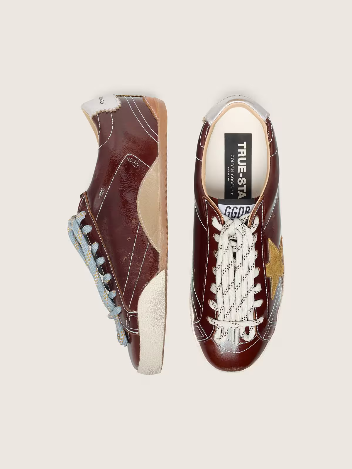 Golden Goose True Star Burgundy Patent Leather Gold Star Women Sneakers