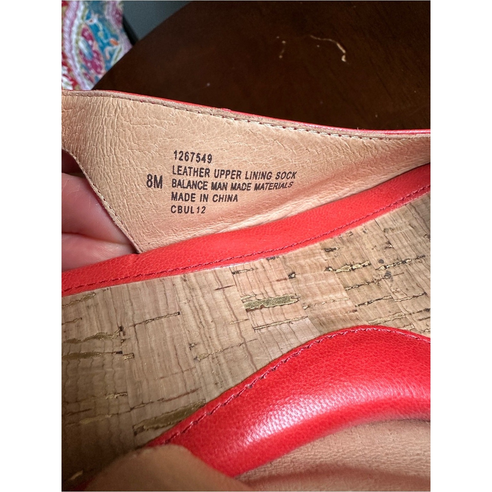 Sofft Ordelia Leather Cork Wedge Sandals Peep Toe Pink Orange Size 8M