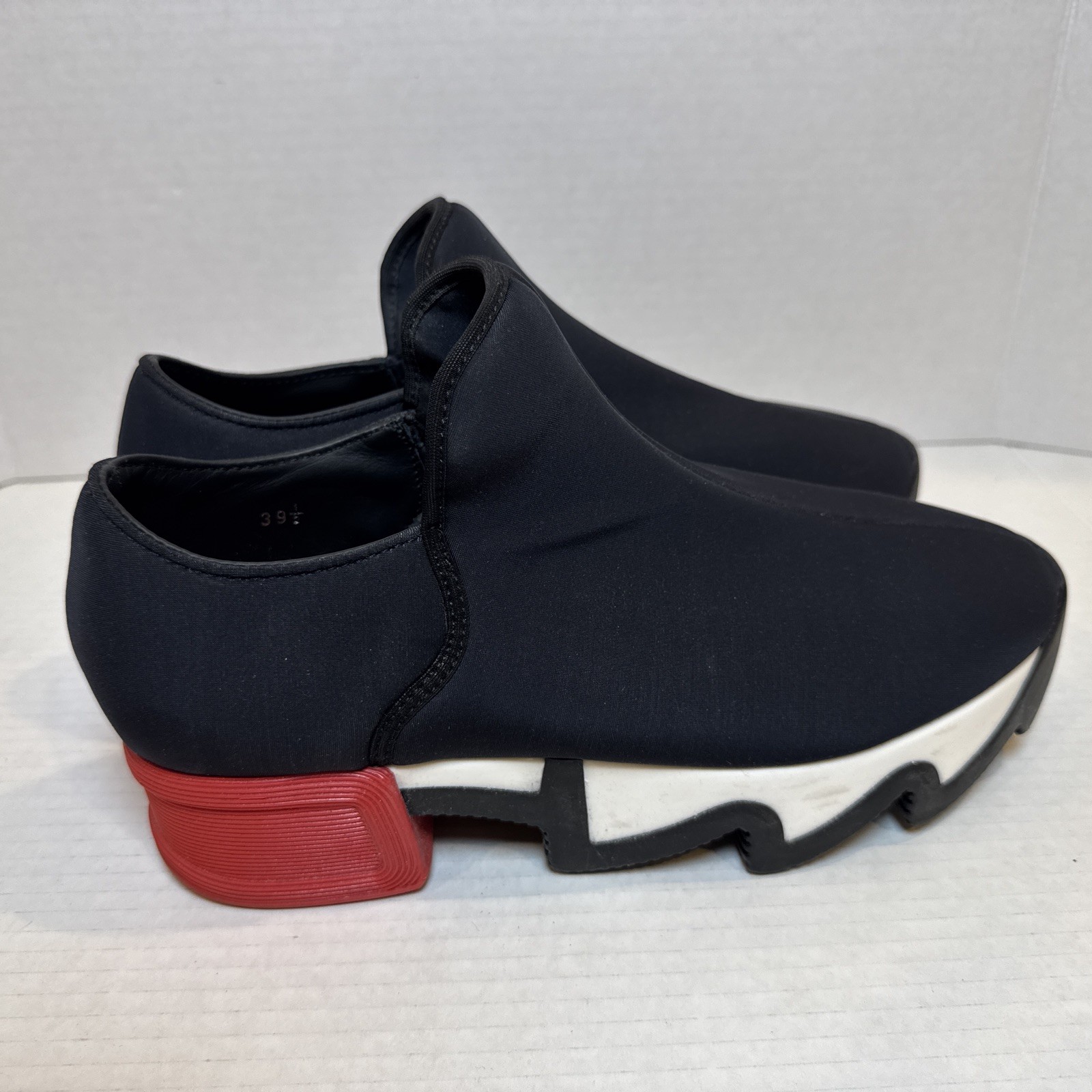 IRi NYC Black Red Heel Neoprene Sneaker Platform Futuristic SZ 39.5 (9.5 US)