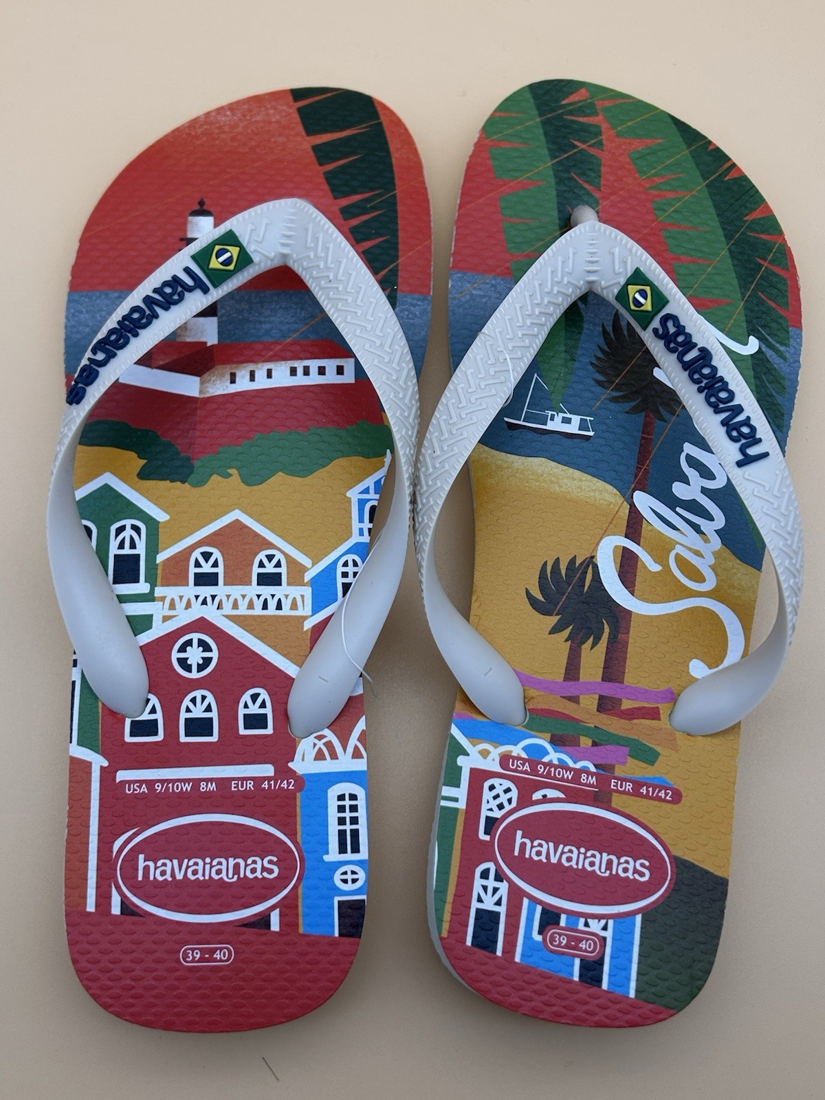 Havaianas Women’s/Men’s Top Postcard Salvador -Rubber Flip Flops-New – USA 9/10