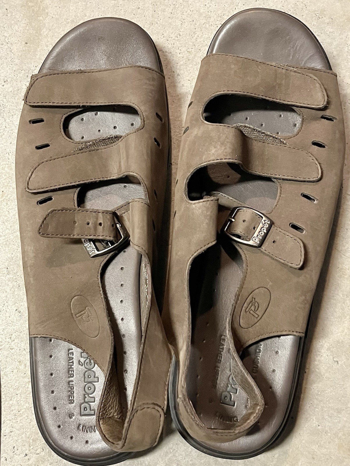 Propet Women’s Leather Breeze Walker Brown Strappy Sandals Memory Foam Sz 13x(2E