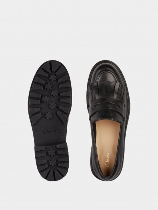 women clarks loafers black leather 41 #1QH6