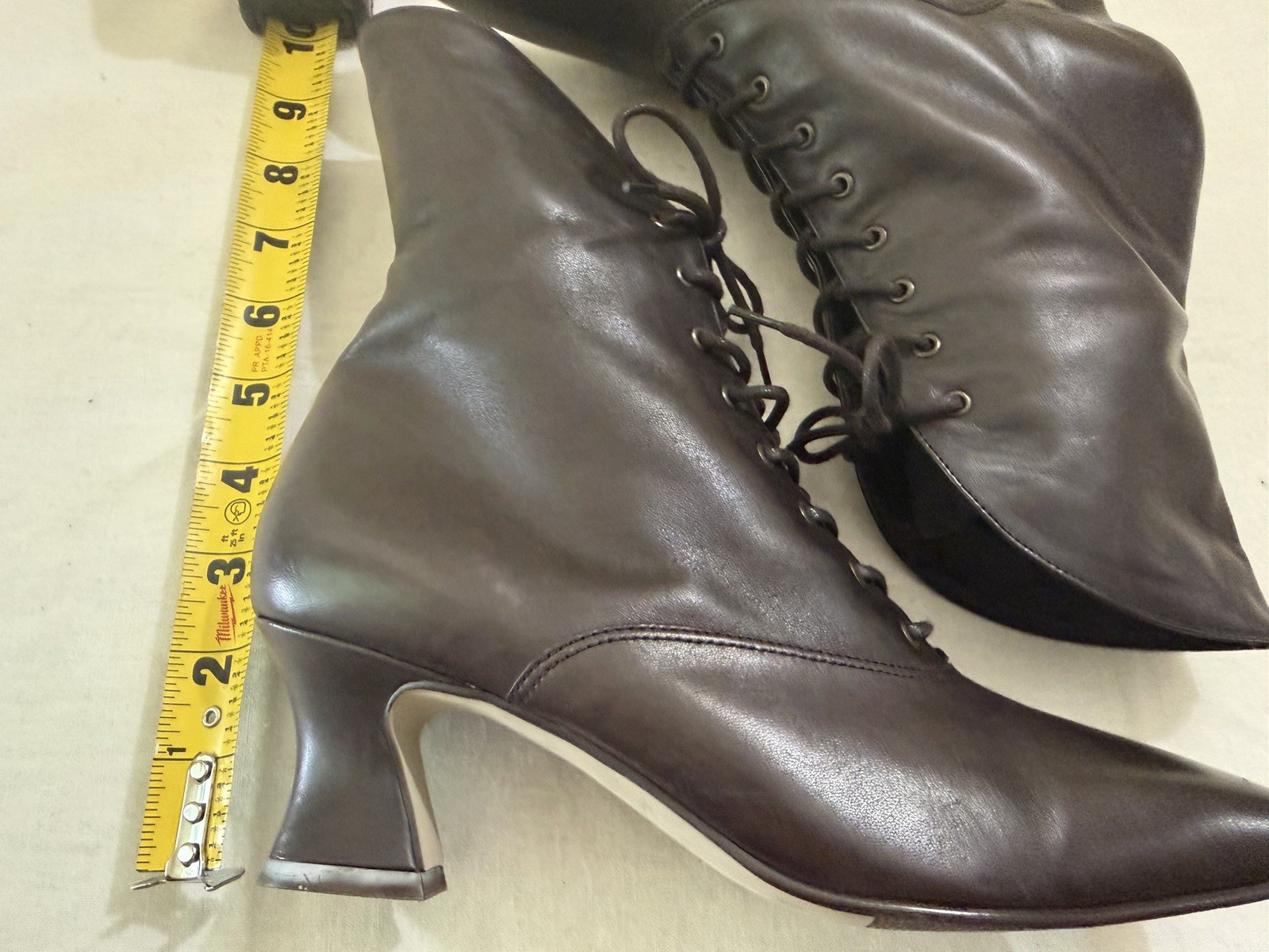 Vintage Nine West Edwardian Victorian Witchy Brown Leather Ankle Boots NOS 6.5