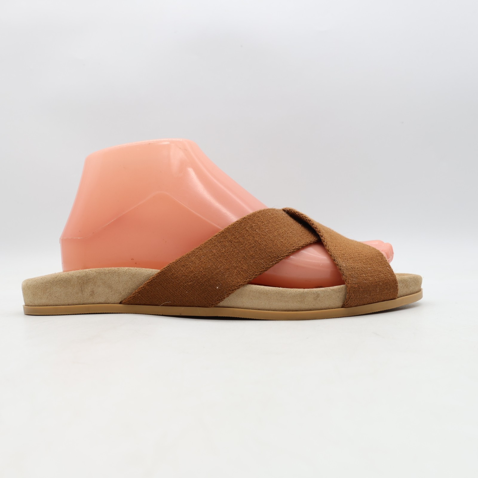 Jenni Kayne Cotton Crossover Slide Sandal Women’s EU Size 39 Brown Beach ITALY