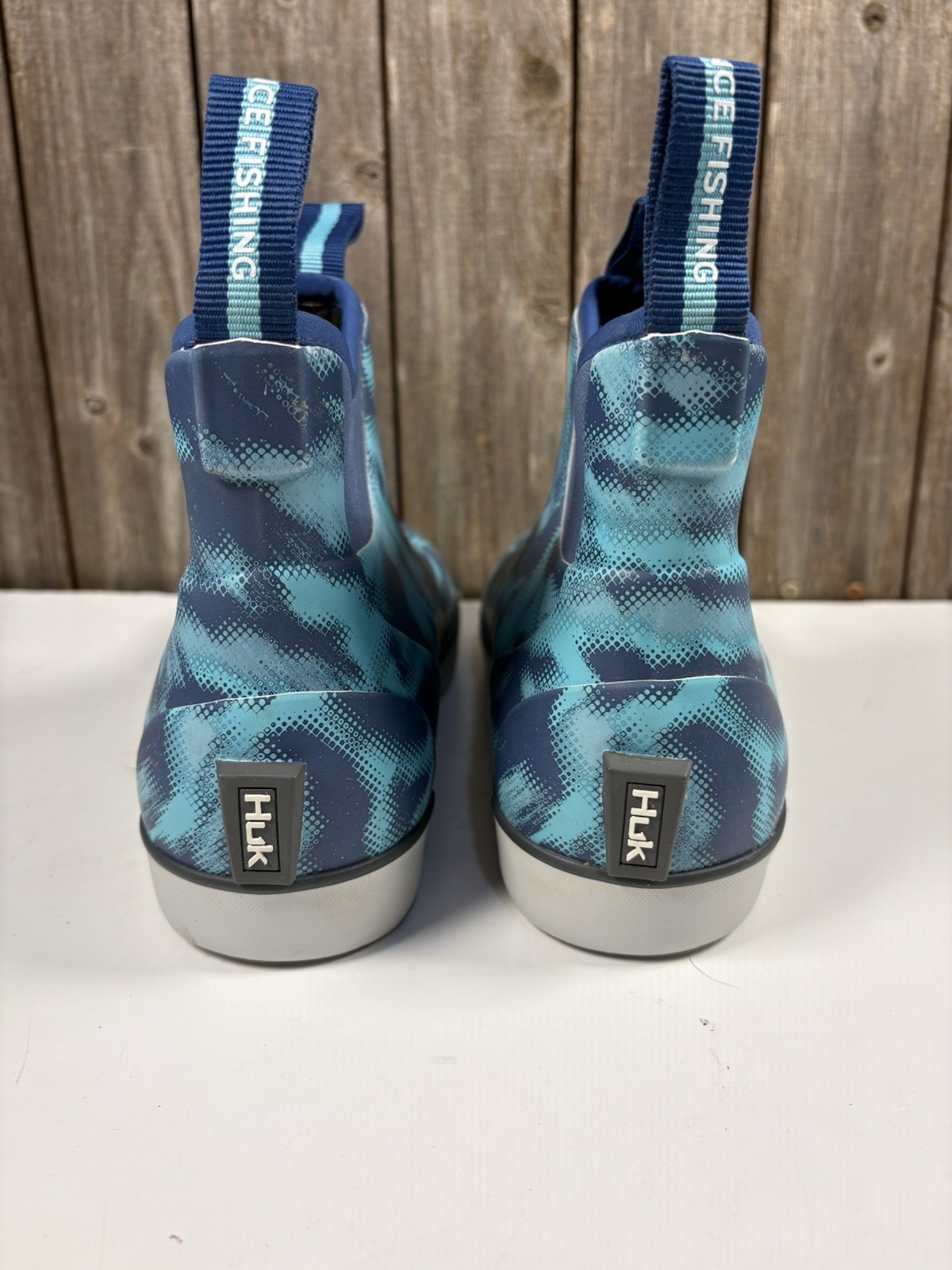 HUK Waterproof Rogue Wave Deck Boat Rain Boots Blue Women’s Shoe Size 9