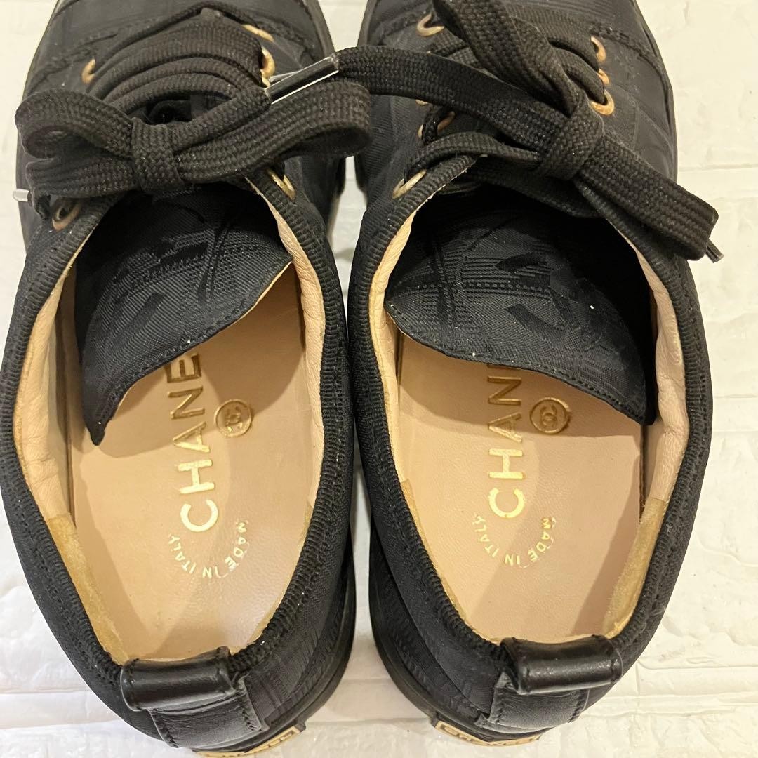 CHANEL Sneakers Shoes Low-Cut Cocomark EU 36 US 6 Black Authentic