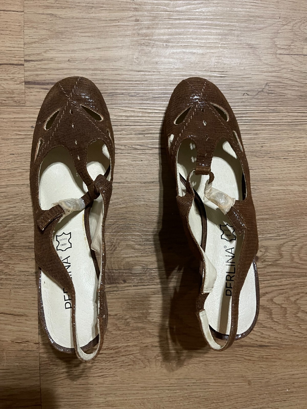 brand new Perlina slingback leather shoes in box 7.5B size and 2.75 in heels