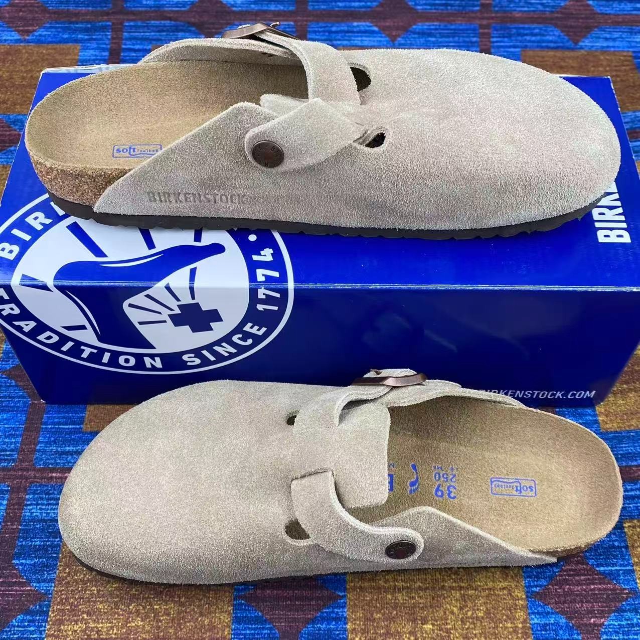 NEW Birkenstock Boston Suede Leather Soft Footbed Unisex Shoes Taupe/Mocha/Black
