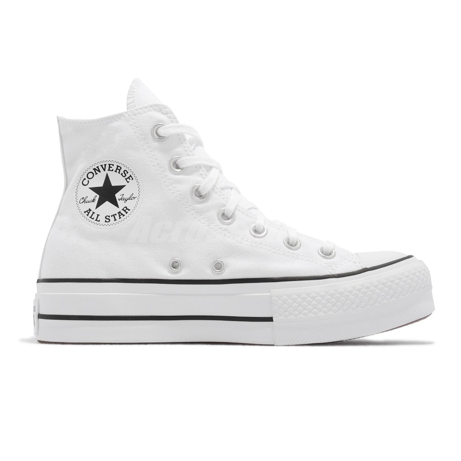 Converse Chuck Taylor All Star Lift Hi White Black Platform Women Shoes 560846C
