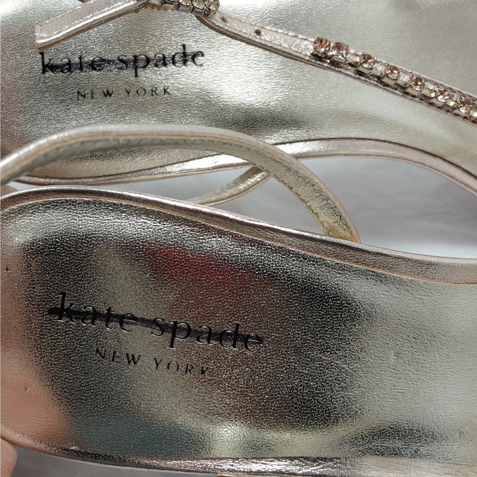 Kate Spade Heels Sandals Size 10 Rose Gold Rhinestone Evening Wedding Party