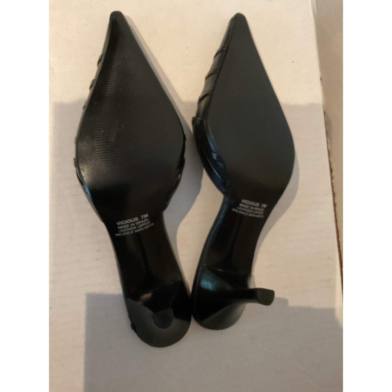 Carlos-Carlos Santana -“Vicious “ – Slim Low Heeled Leather Mules – Brazil – 7M