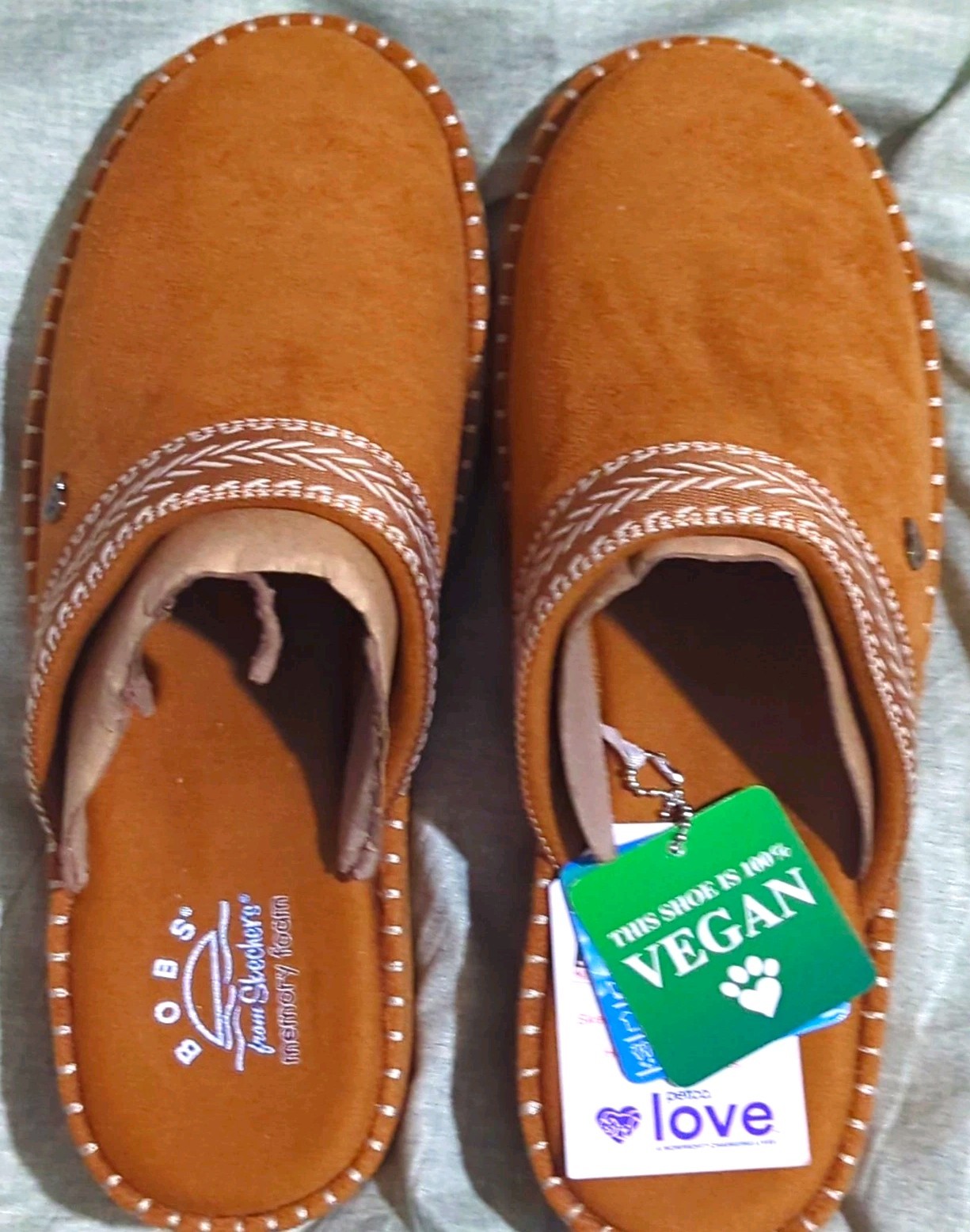 Skechers BOBS Women’s Brown Mule Slip-On Slippers Memory Foam Vegan US 9 M