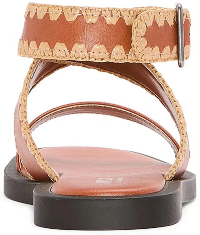 Ana Womens Size 6 Sandals Vest Cognac Crisscross Strappy Embroidered Shoes New