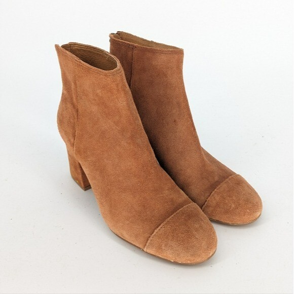 Madewell Suede Block Heel Bootie Tan 10 hipster bohemian classic coastal cowgirl
