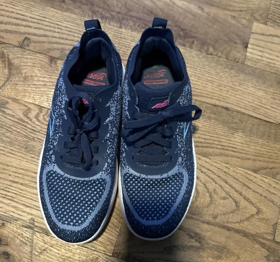 Avia Women’s Lace-Up Air Sneakers – Navy/Blue Knit – Size 8