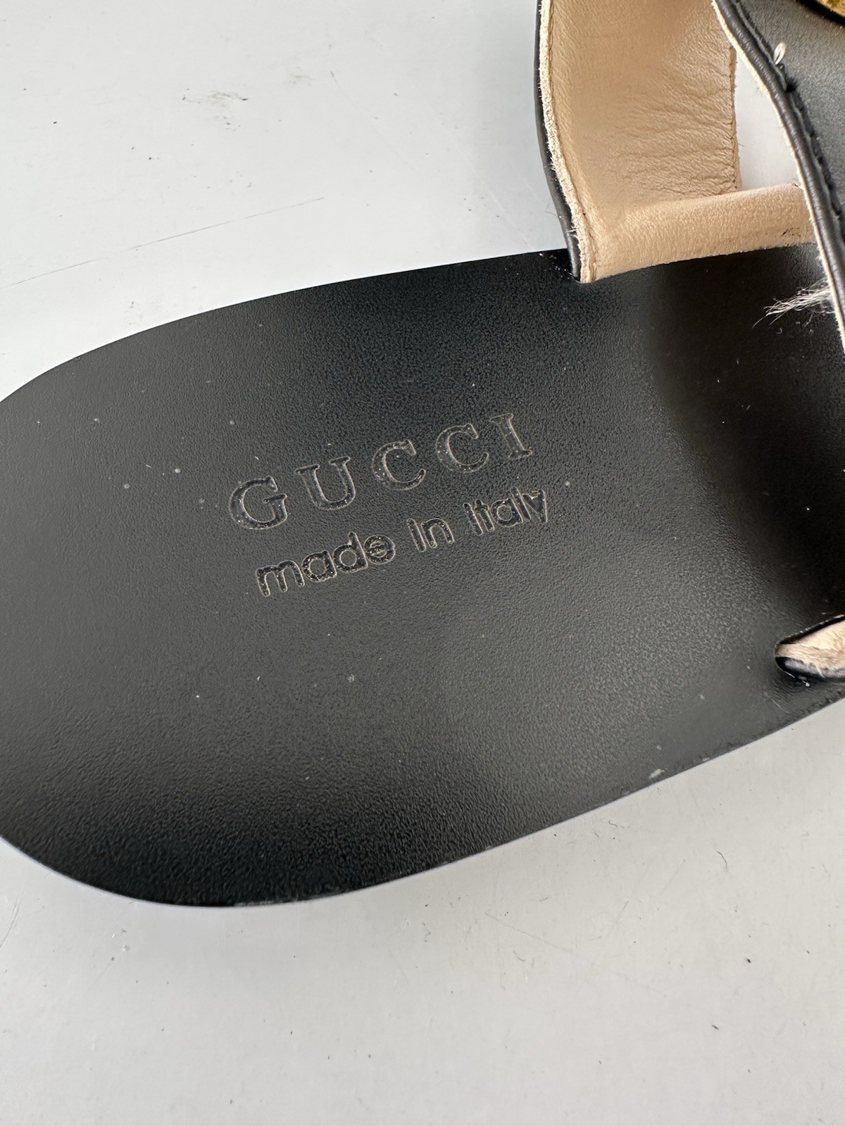 GUCCI Mules Sandals Frat GG Marmont Leather Black EU39 Retail $850