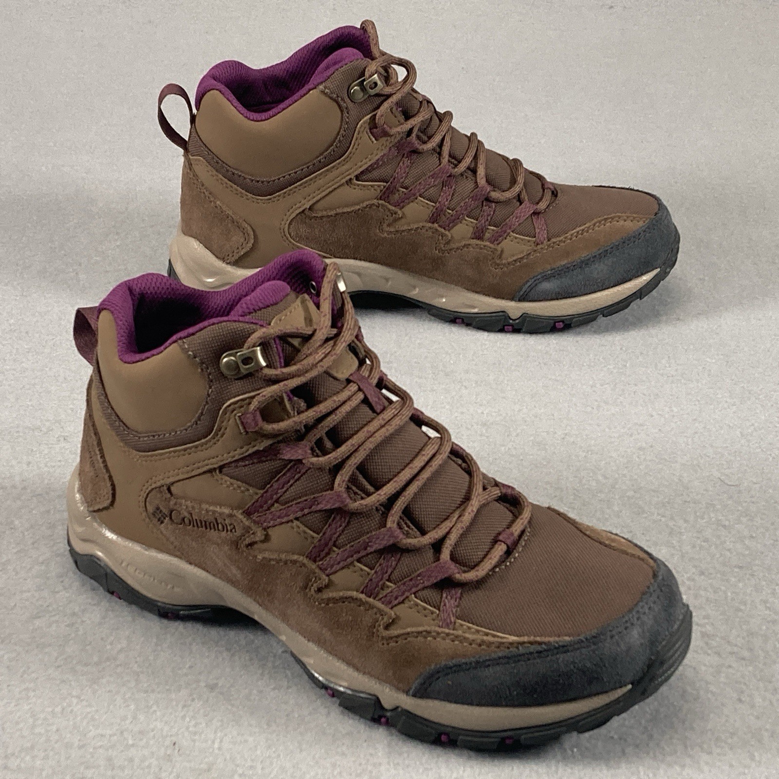 Columbia Redmond Mid Waterproof Hiking Boots Womens 7 Brown Leather Shoes