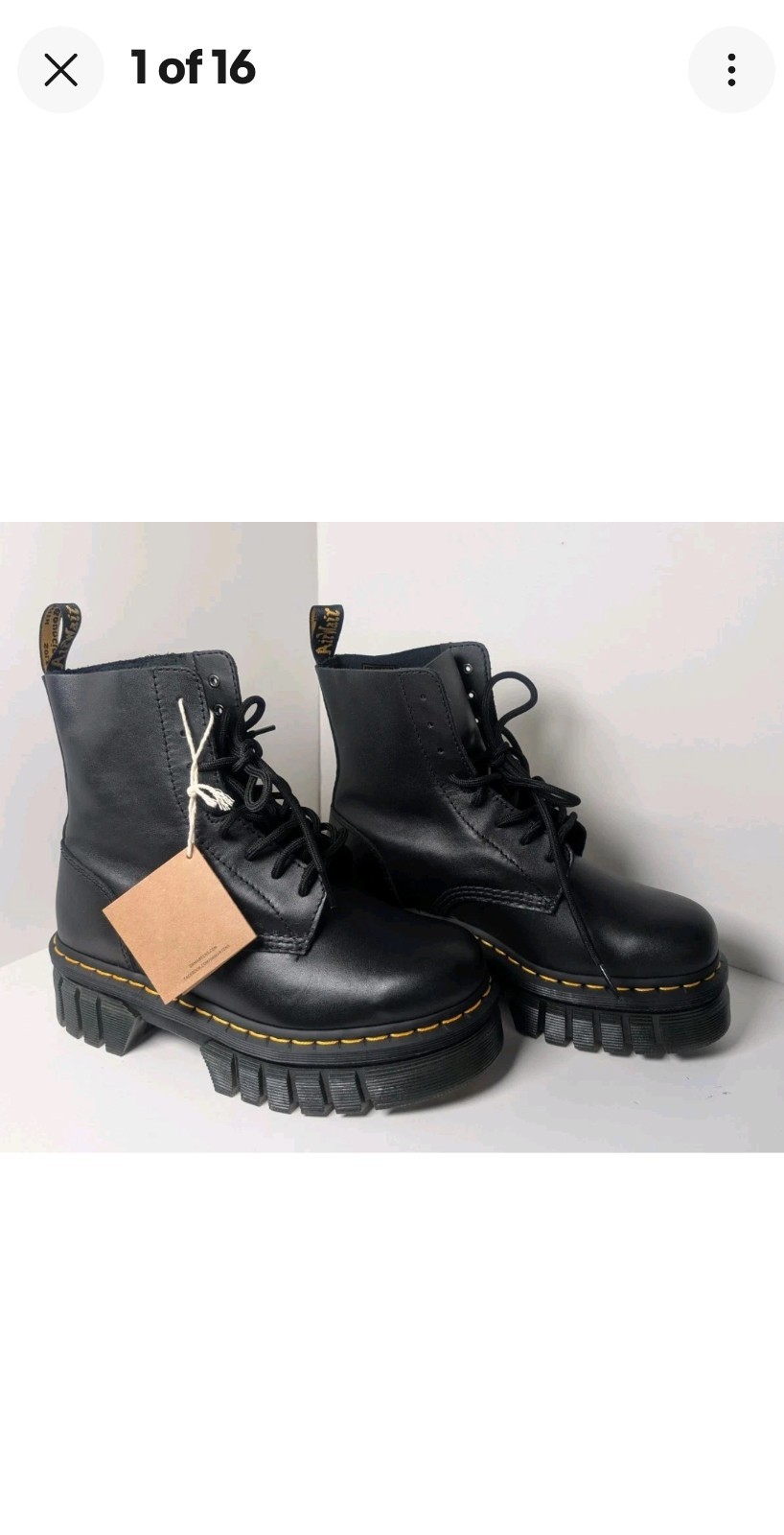 Dr. Martens Audrick Womens Size 8 Lace Up, «8 Eye» Boots Black Platform New!!