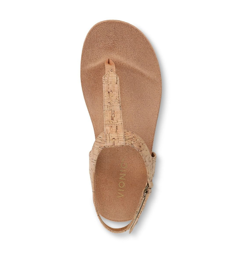 VIONIC Palisades Toe Post Ankle Strap Sandal Gold Cork