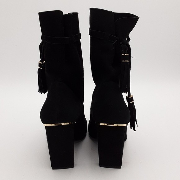 ZARA Elegant Black Women’s 40 Boots suede Western Festival Rodeo Y2k Pull On