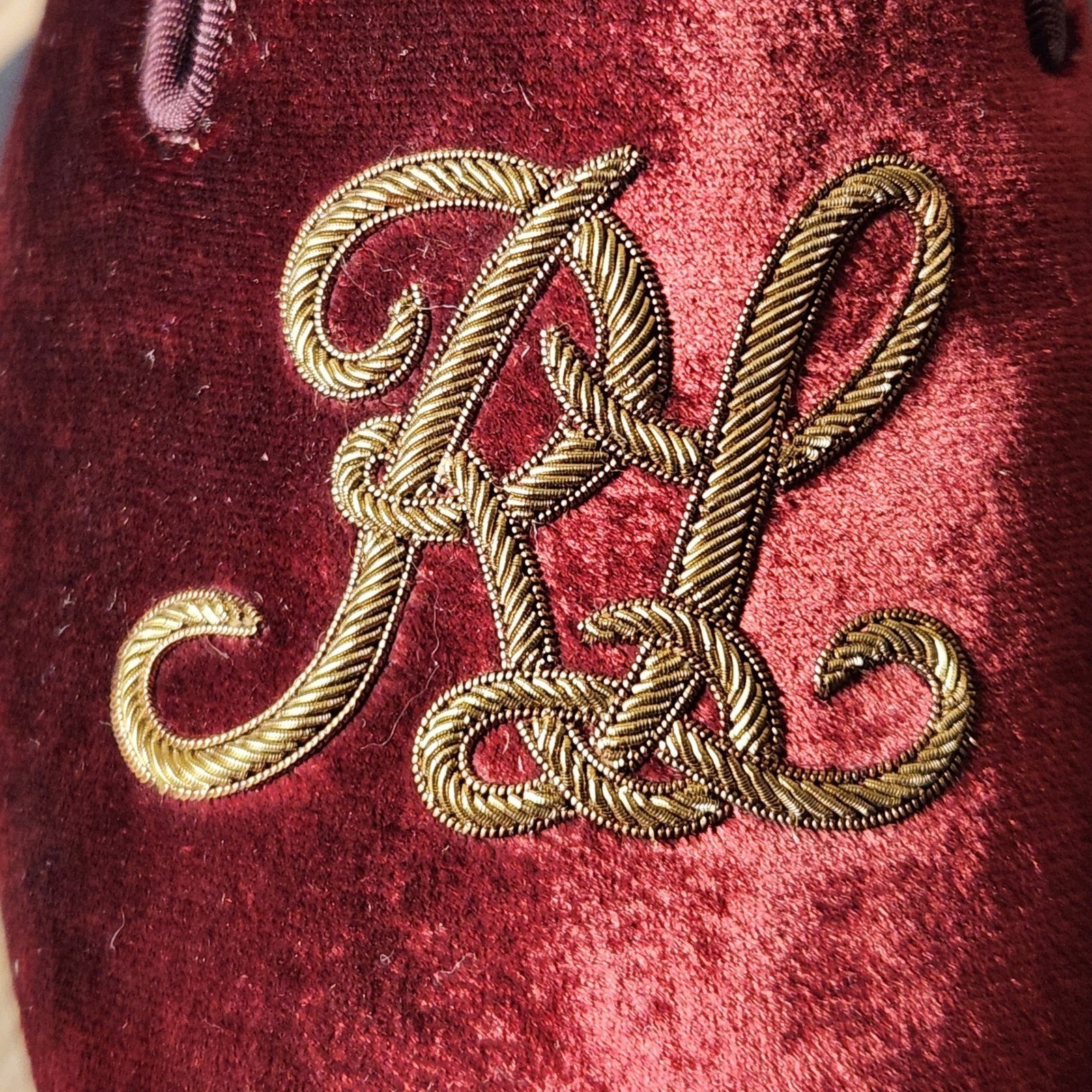 NEW Ralph Lauren Alonzo Velvet Loafers Crimson, Monogram Flats Purple S7.5