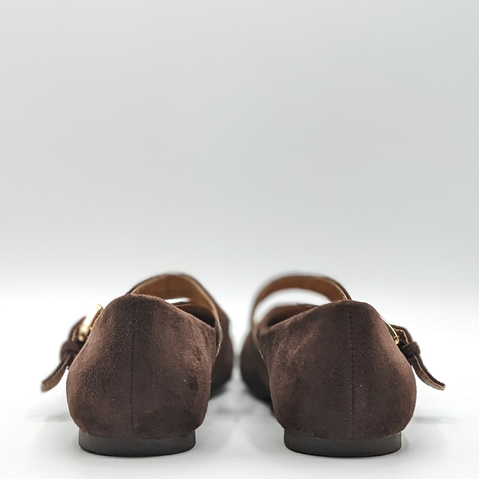 dv by Dolce Vita “Ballet Flat” Faux Suede Brass Buckle Foam Insole (Brown) NEW