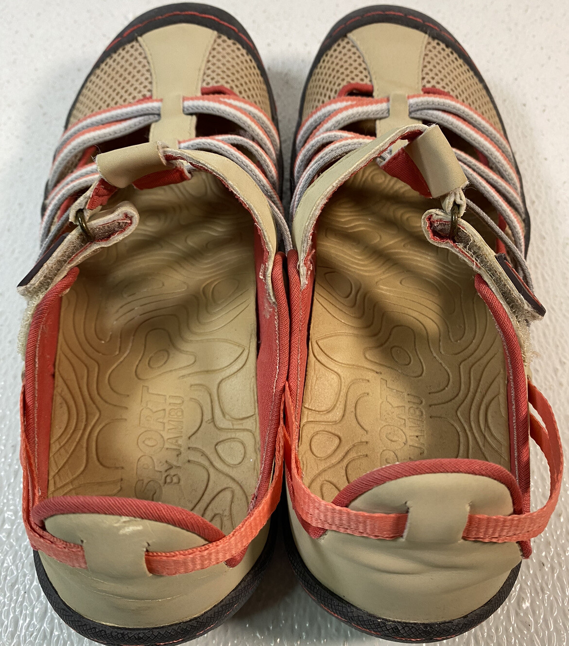 JSPORT by JAMBU Tan & Pink Closed Toe Sport Sandal Women’s size 7.5 Gently Used