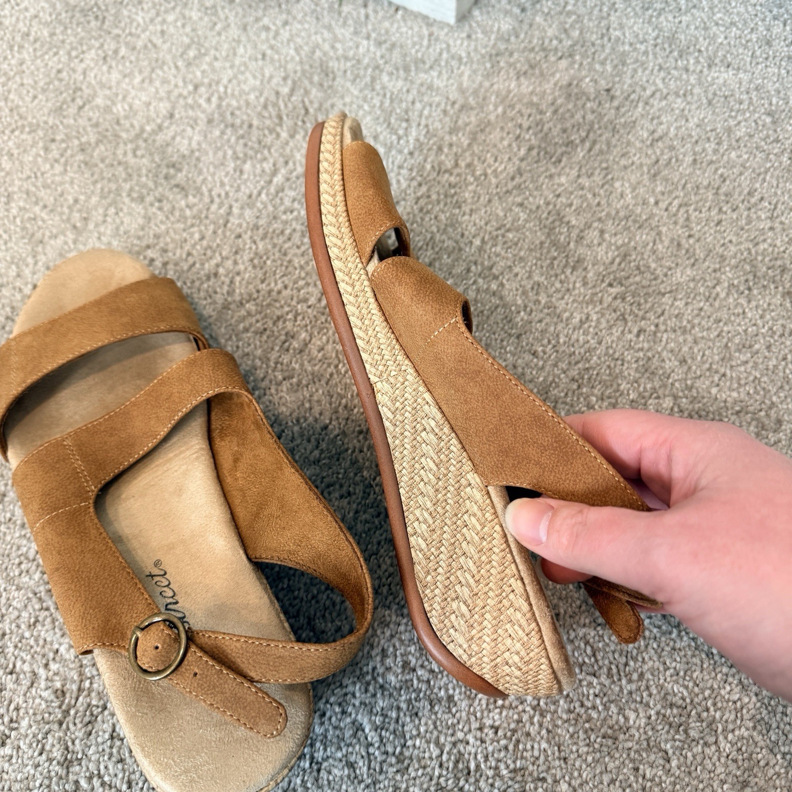 Easy Street Gannett Tan Wedge Sandals Espadrille Slingback 9 Style: 31-1614