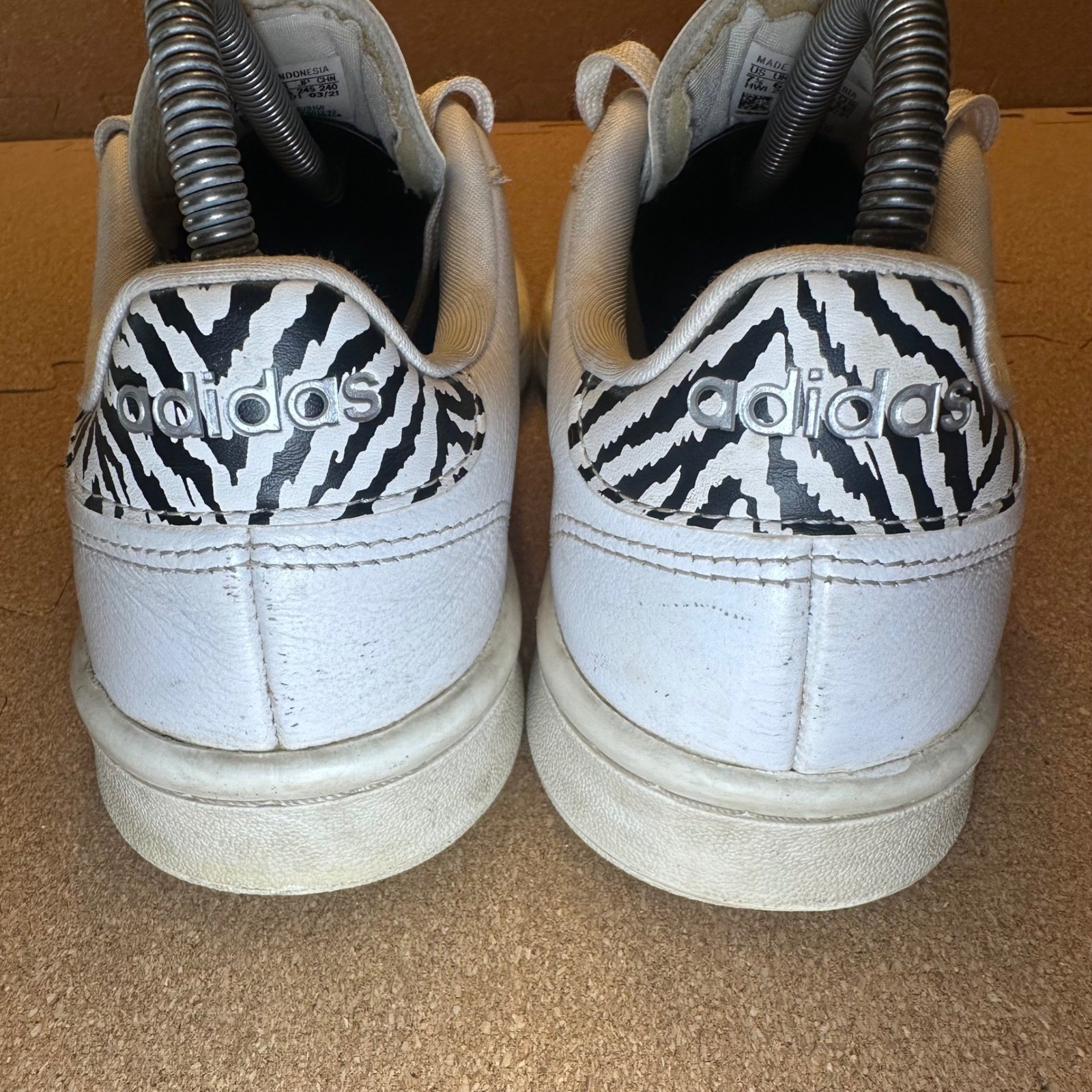Adidas Grand Court Zebra Print White Leather Sneakers GZ0150 Womens 7.5