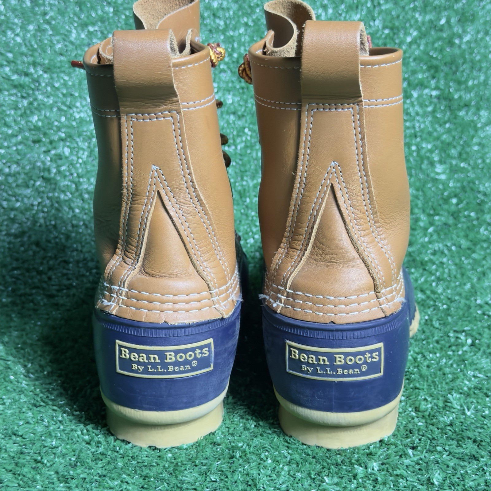 L.L Bean Women’s Waterproof Leather Duck Boots Ankle Size 7.5 Navy/Tan Maine USA