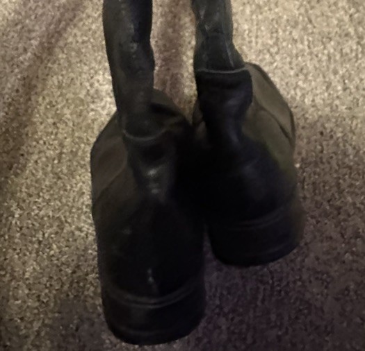 LL BEAN Tall Black Leather Flannel Lined Winter Boots 7.5 Warm! 90816