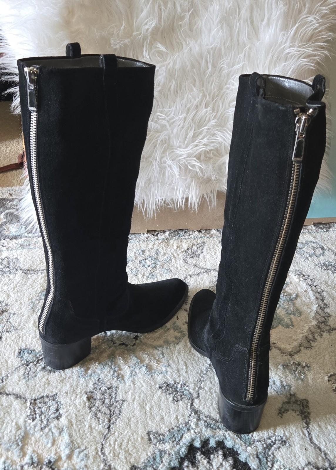Calvin Klein Black Boots, Size 11 Microsuede Heel Height 2.5