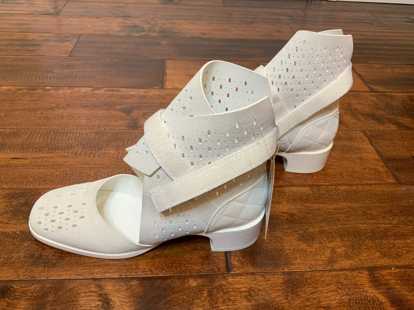 CHANEL Ivory 2017 Perforated Suede Coco Mark Quilted Ankle Boots Size 8 / 38
