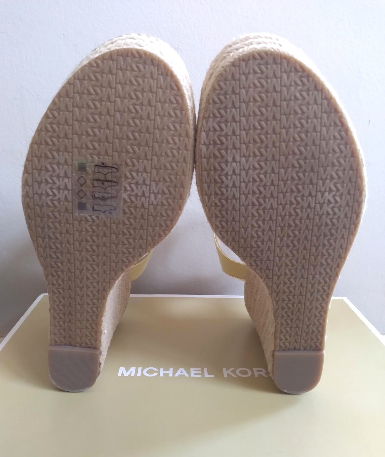 Michael Kors BERKLEY Wedge Sandal Buttercup Yellow Canvas Zipper 7.5 M NEW