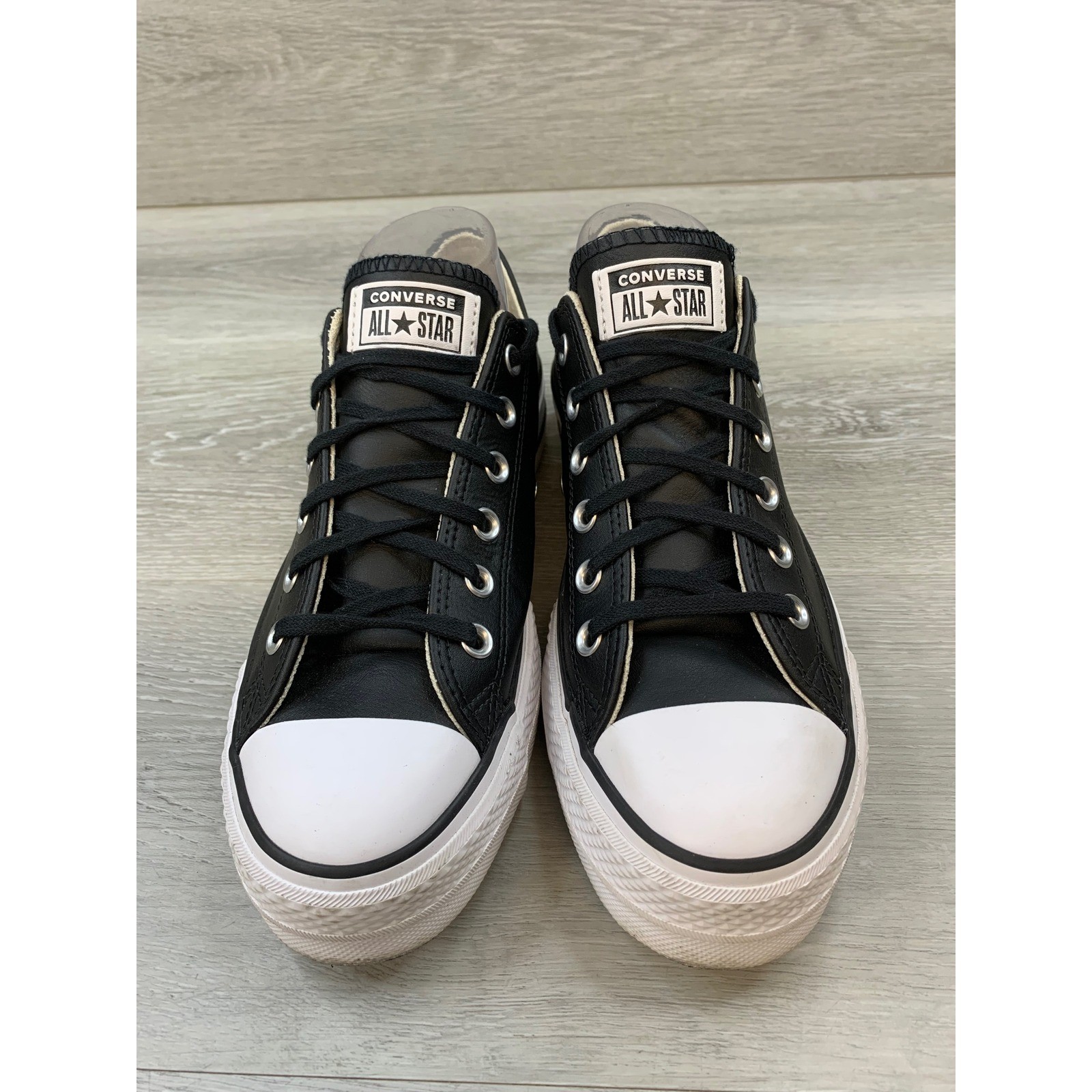 Converse Chuck Taylor All Star Lift Clean Ox Black Leather Platform 9.5