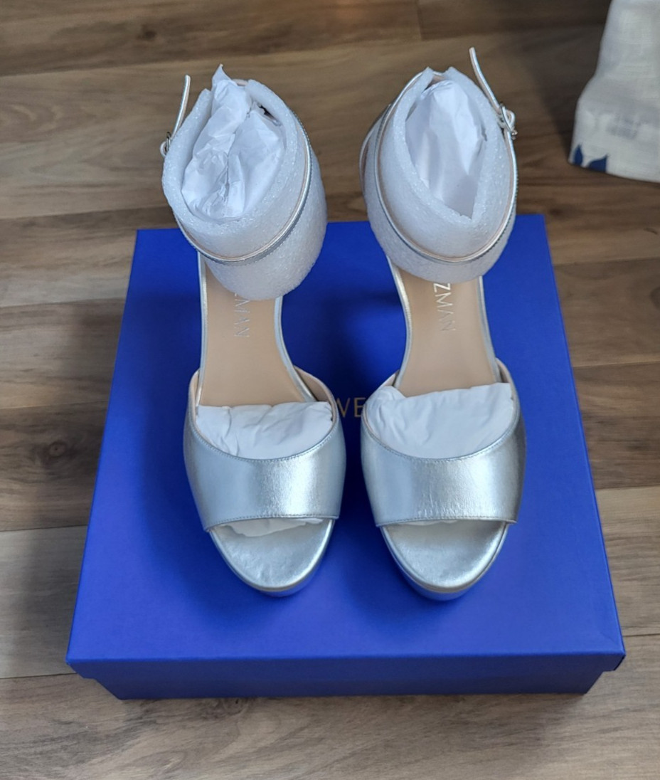 Stuart Weitzman Silver Discoplatform Sandals Size 11B / 41.5