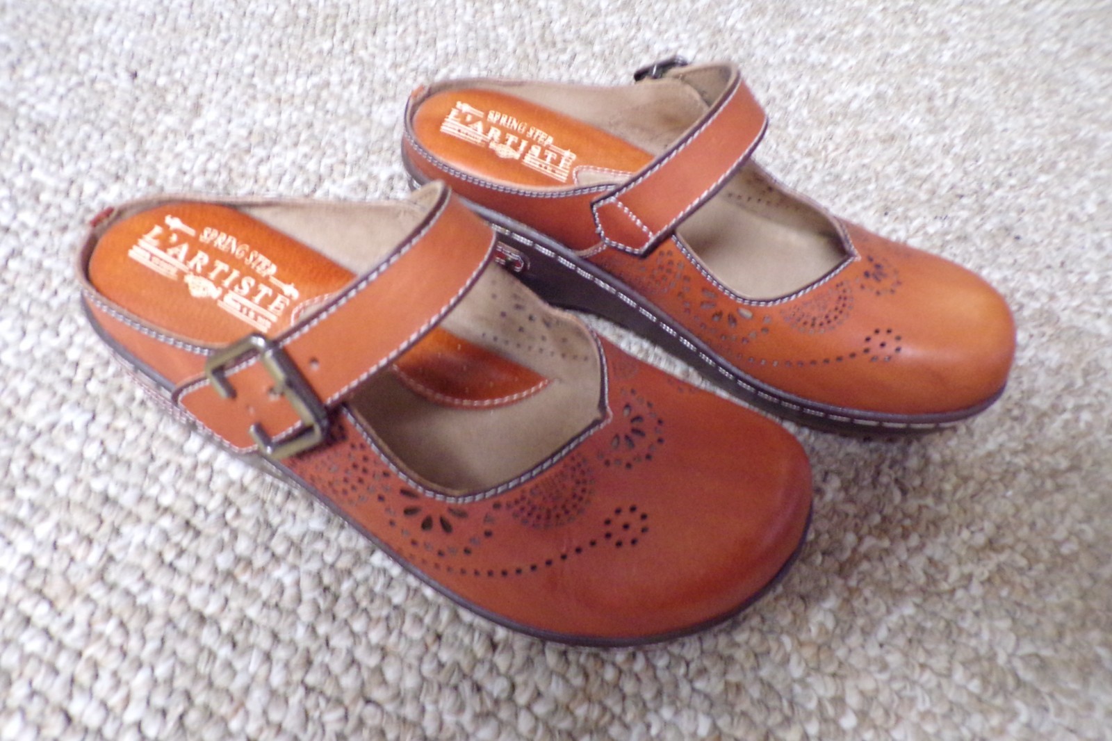 Spring Step L’Artiste Aneria Camel Clogs. Brown Leather. Size 37. US 6.5 – 7