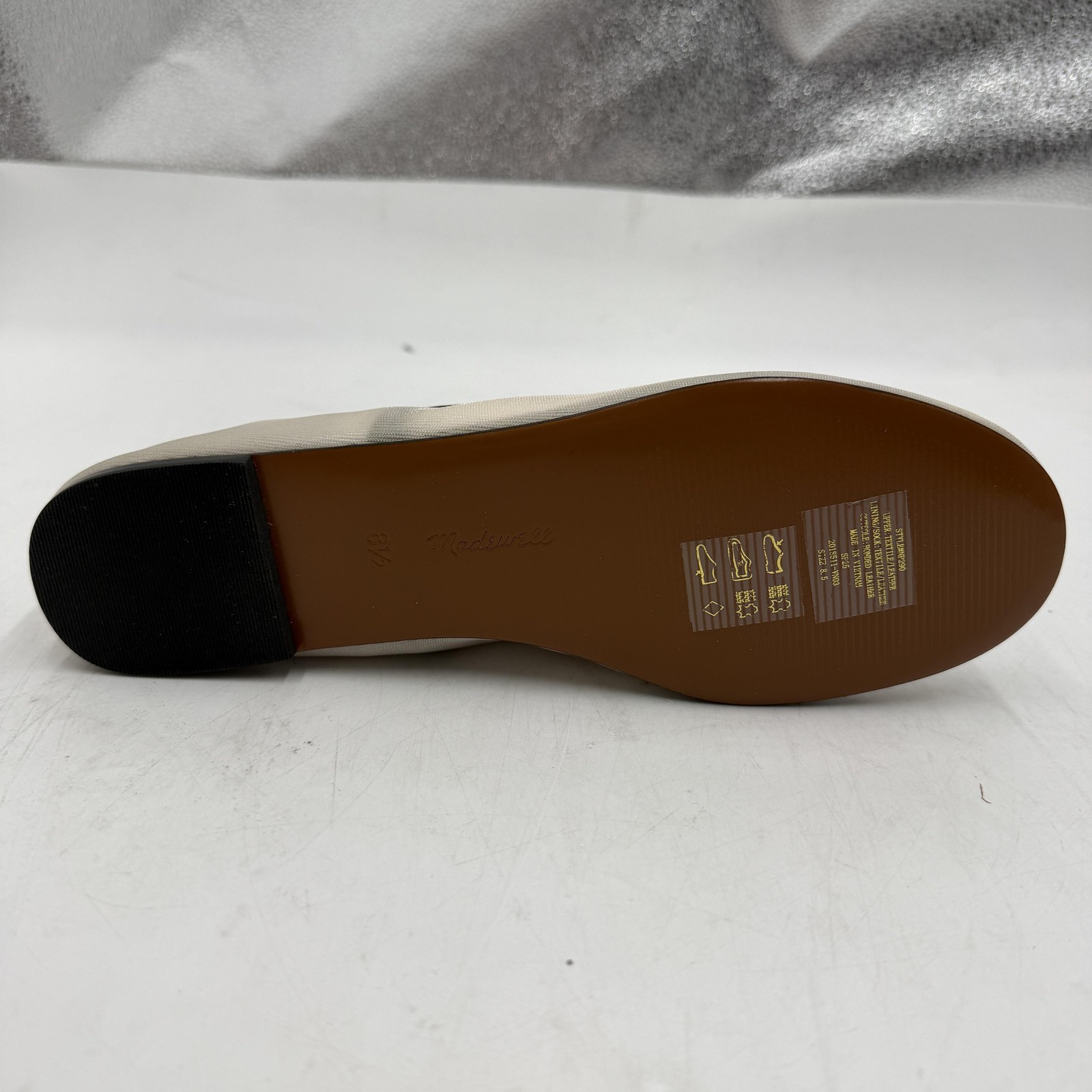 Madewell The Greta Round-Toe Ballet Flat Shoes Womens Size 8.5, Ecru Mesh