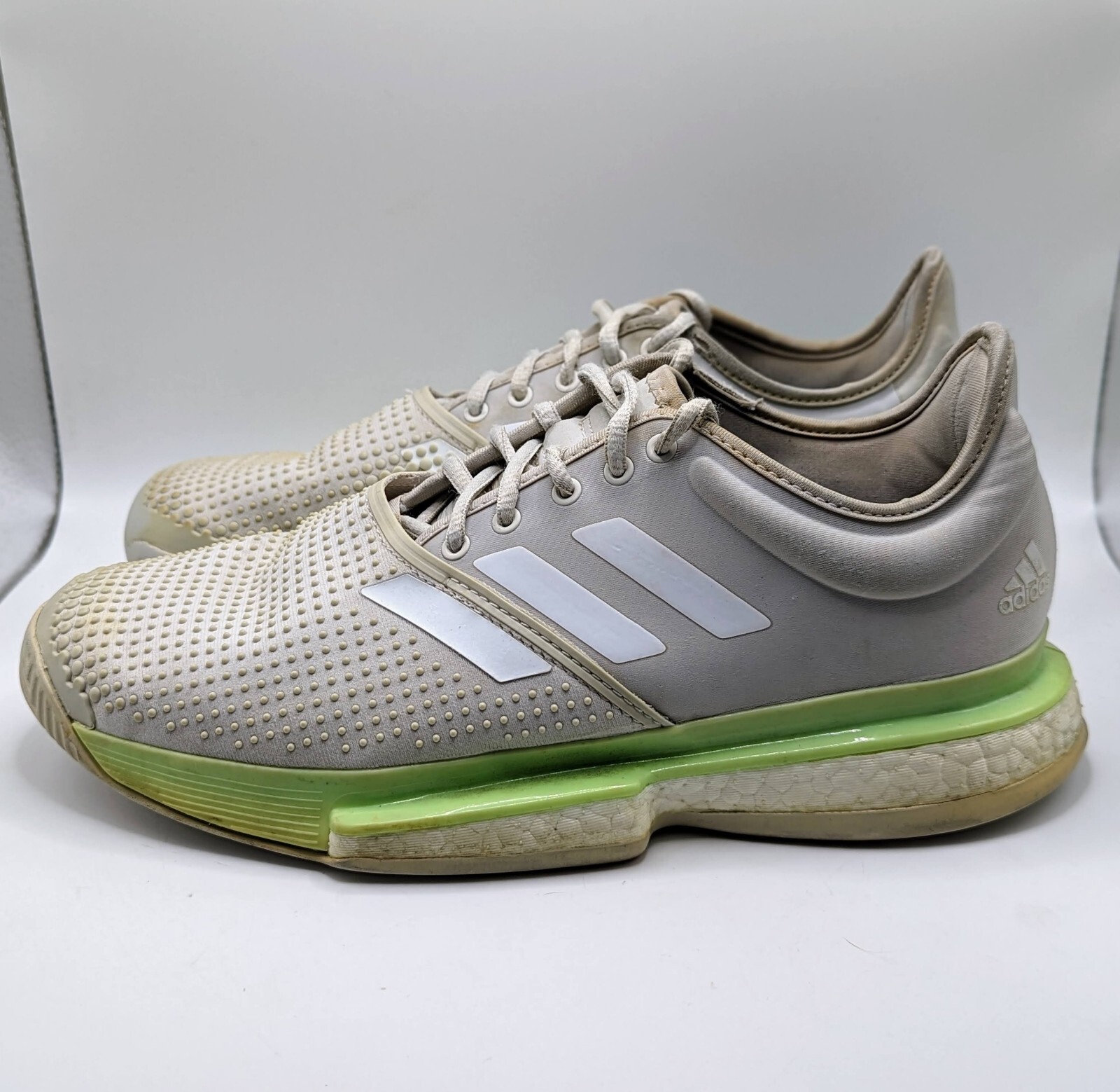 Adidas SoleCourt Boost Gray & Mint Green Womens Size 8.5 Tennis Shoe SEE PHOTOS