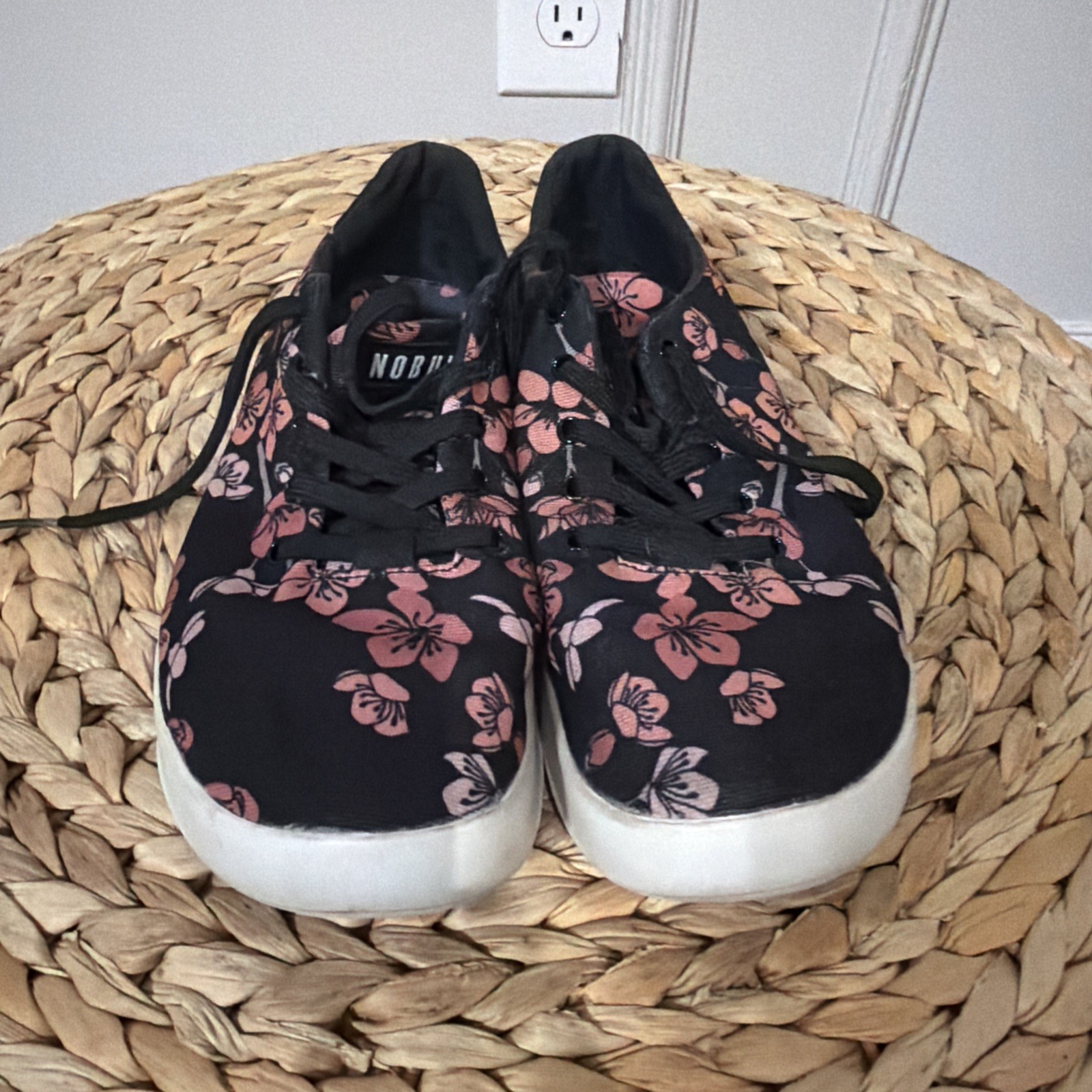 NoBull Black Cherry Blossom Canvas Trainer Sneakers M 7.5 W9