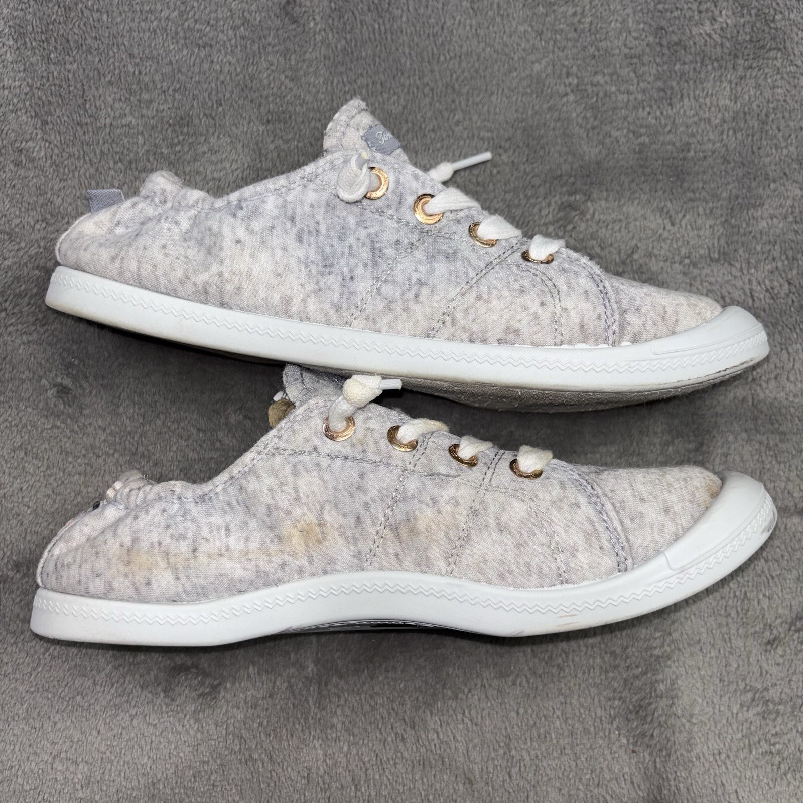 Tommy Bahama Shoes Womens 9.5 Grey Canvas Slip-on No Tie Sneakers Memory Foam