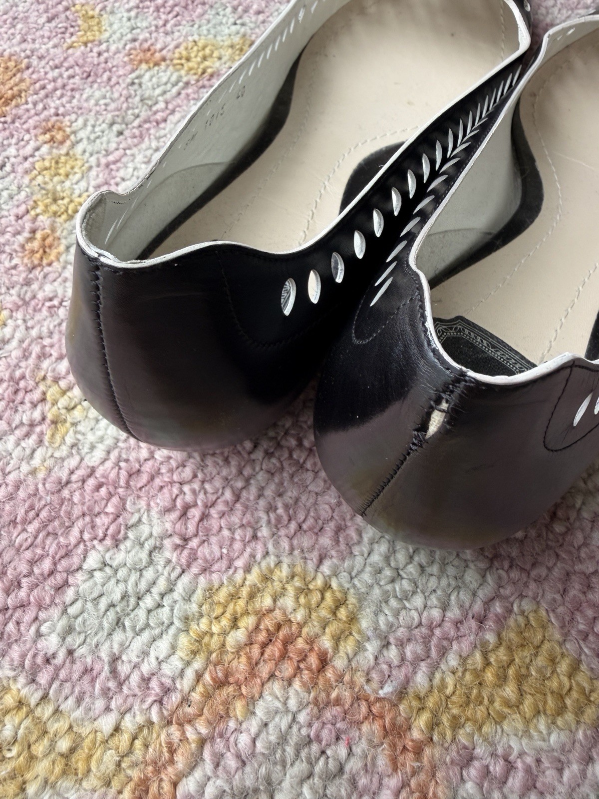 Christian Dior Black Laser Cut Leather Pointed Toe Flats EU 40 US 9.5-10 Italy
