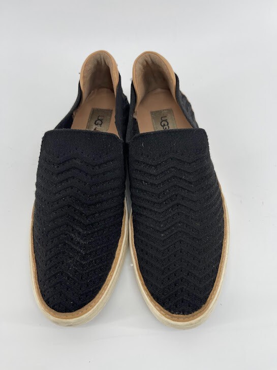 UGG Sammy Chevron Slip On Shoes 1102560 Black Knit Weave Womens Size 11