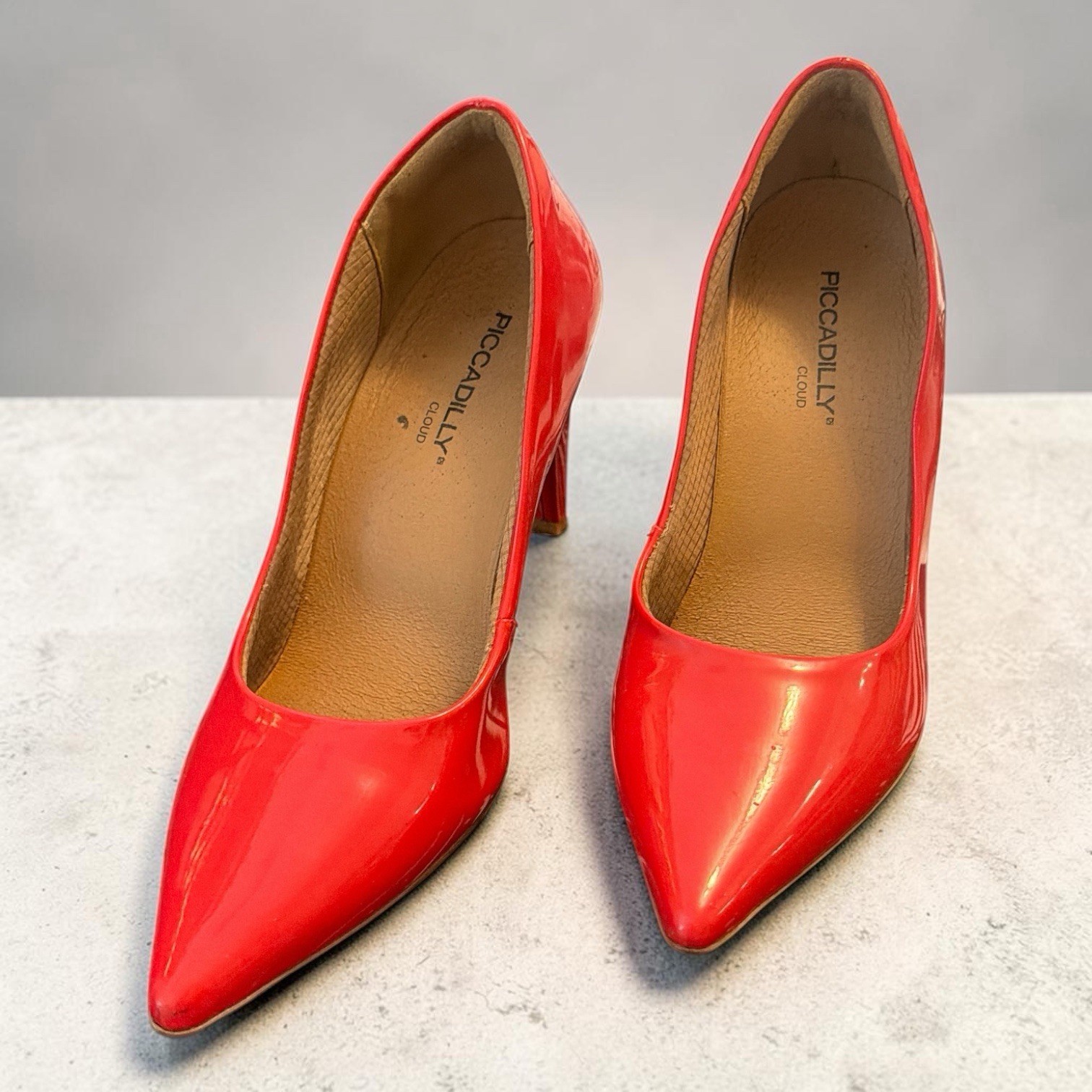 Piccadilly Red Patent Leather Pointed Toe Stiletto Pump Heels
