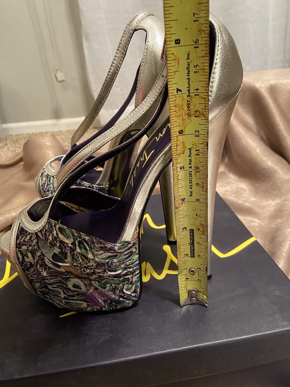 NIB London Trash Platform Silver Peacock heels Calypso Gorgeous!!!