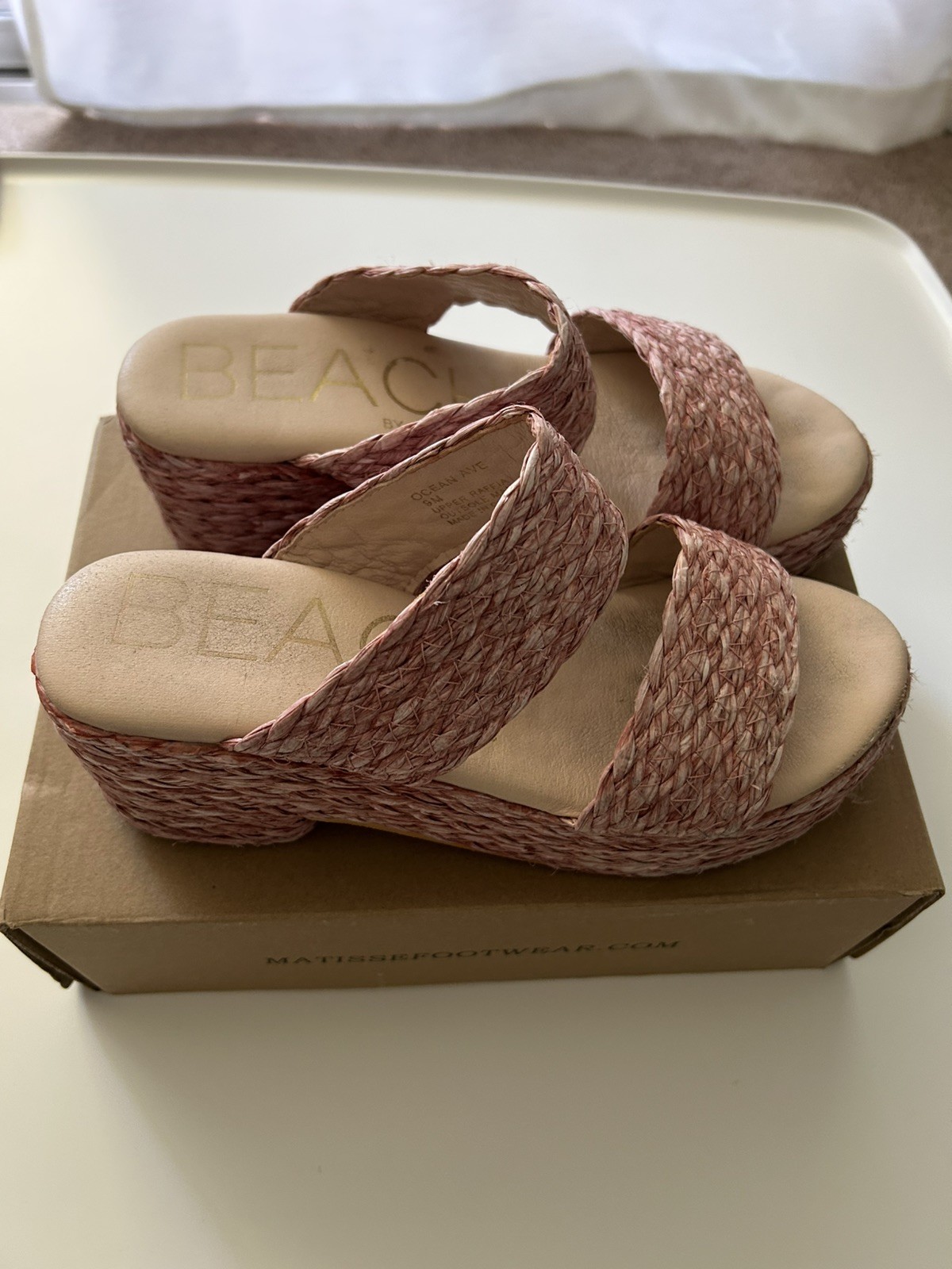 BEACH BY MATISSE OCEAN AVE ESPADRILLE SLIDE SANDALS ROSE WOMENS SZ 9