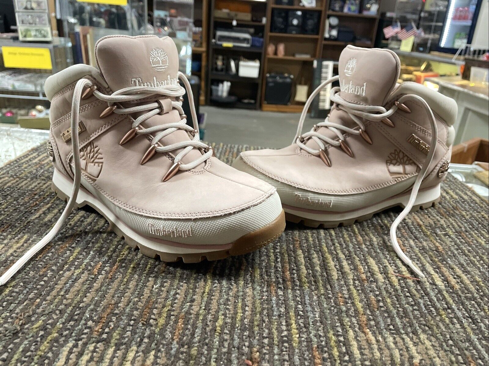 Timberland Euro Sprint Mid Hiker Light Pink Nubuck Leather Size 9