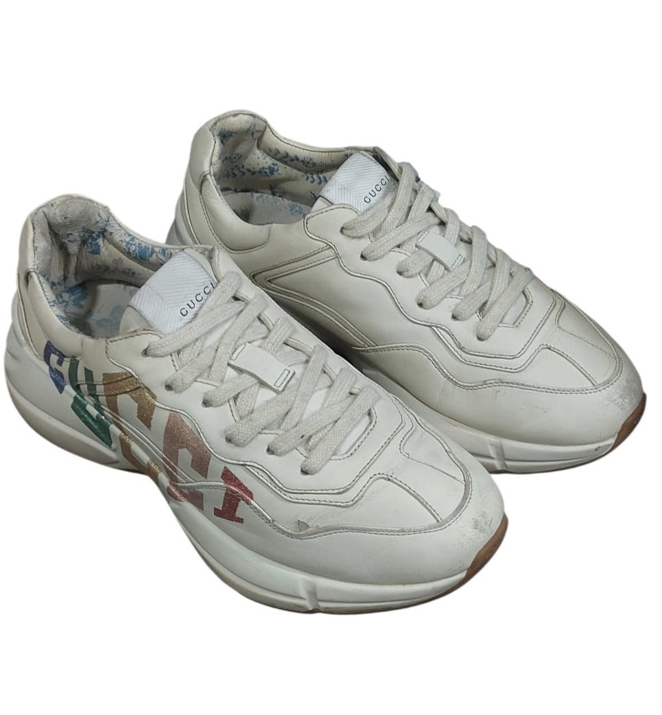 Gucci Rhyton Glitter Logo Sneakers Size 38 EU, 8 US