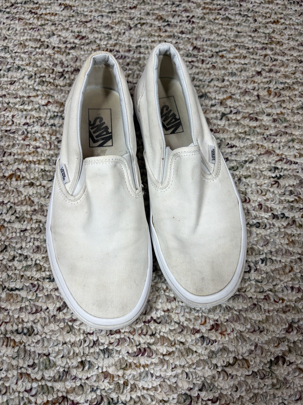 Vans Classic Slip On White Unisex Tennis Shoes Men’s 7 Womens 8.5